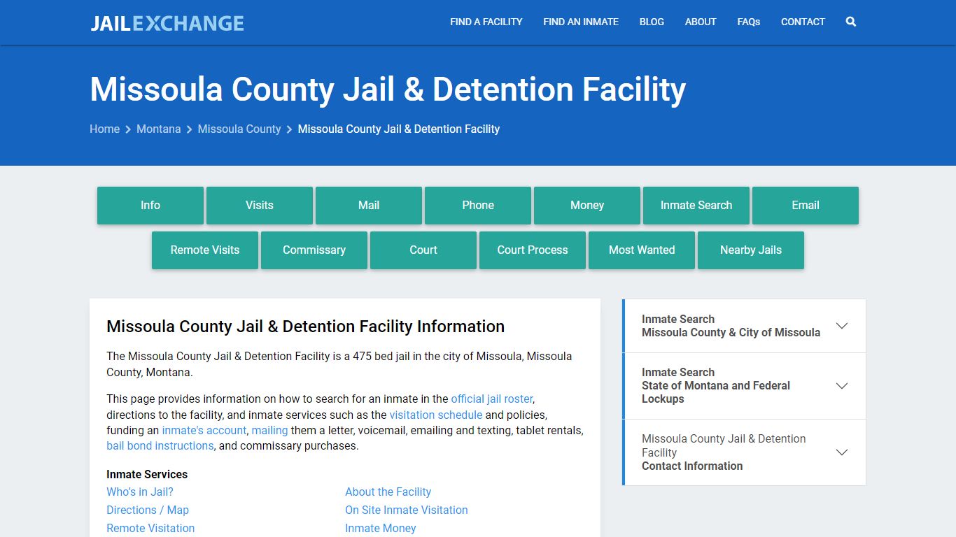 Missoula County Jail & Detention Facility - Jail Exchange