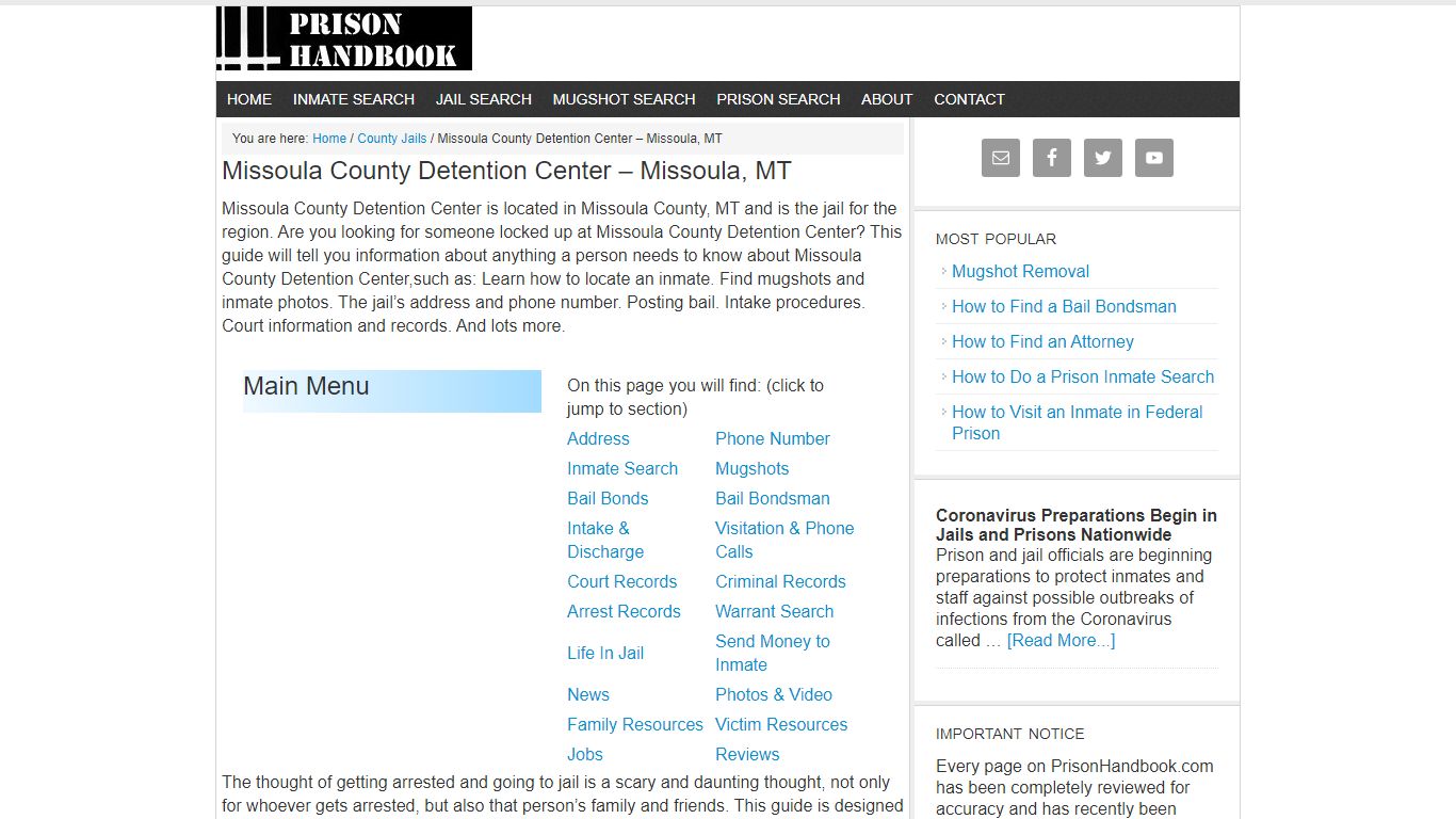Missoula County Detention Center – Missoula, MT - Prison Handbook